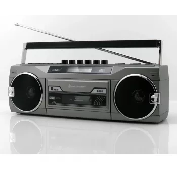 Reproductor de casete portátil Soundmaster SRR80TI con DAB+ y FM, pantalla LCD, 3 W RMS, conexión de auriculares de 3,5 mm, alimentación por pilas/230V