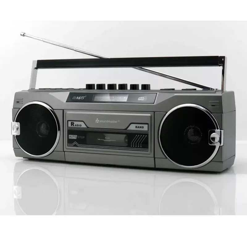 Reproductor de casete portátil Soundmaster SRR80TI con DAB+ y FM, pantalla LCD, 3 W RMS, conexión de auriculares de 3,5 mm, alimentación por pilas/230V