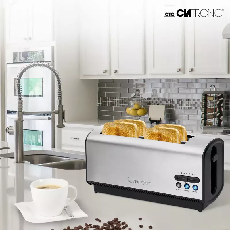 Tostadora Clatronic TA 3687 4 rebanadas 1200 W Negro Acero inoxidable