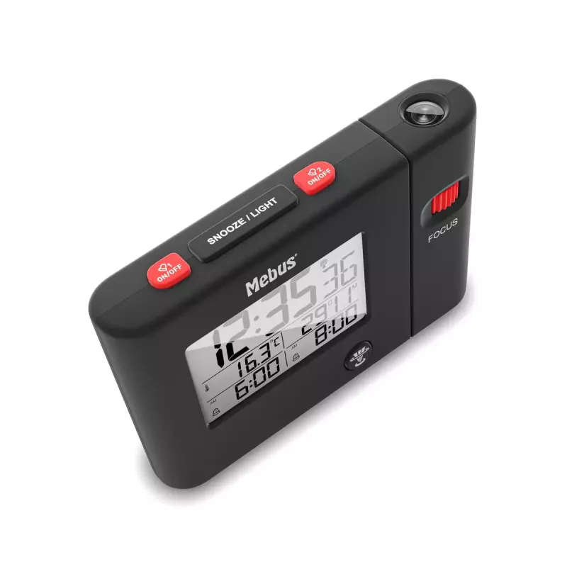 Despertador digital Mebus 25795 negro rectangular batería USB