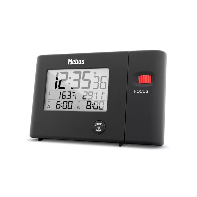 Despertador digital Mebus 25795 negro rectangular batería USB