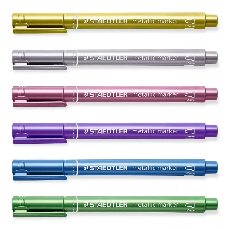 Staedtler 8323-S BK2 rotulador metálico, punta redonda 1-2 mm, oro/plata, paquete de 2