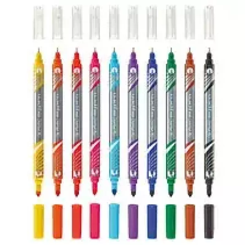 Rotulador Herlitz 11367232 punta fina 10 uds. negro azul marrón verde naranja rosa lila rojo amarillo
