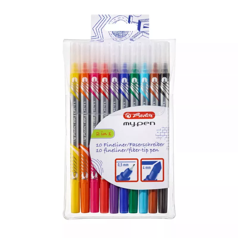 Rotulador Herlitz 11367232 punta fina 10 uds. negro azul marrón verde naranja rosa lila rojo amarillo