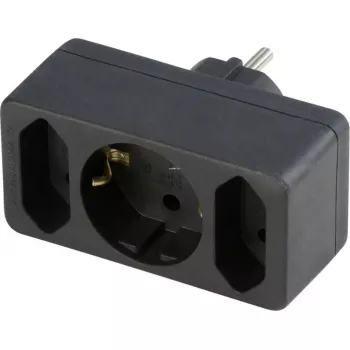 Adaptador de enchufe REV SCHWA 0512733777, 2 tomas schuko, negro