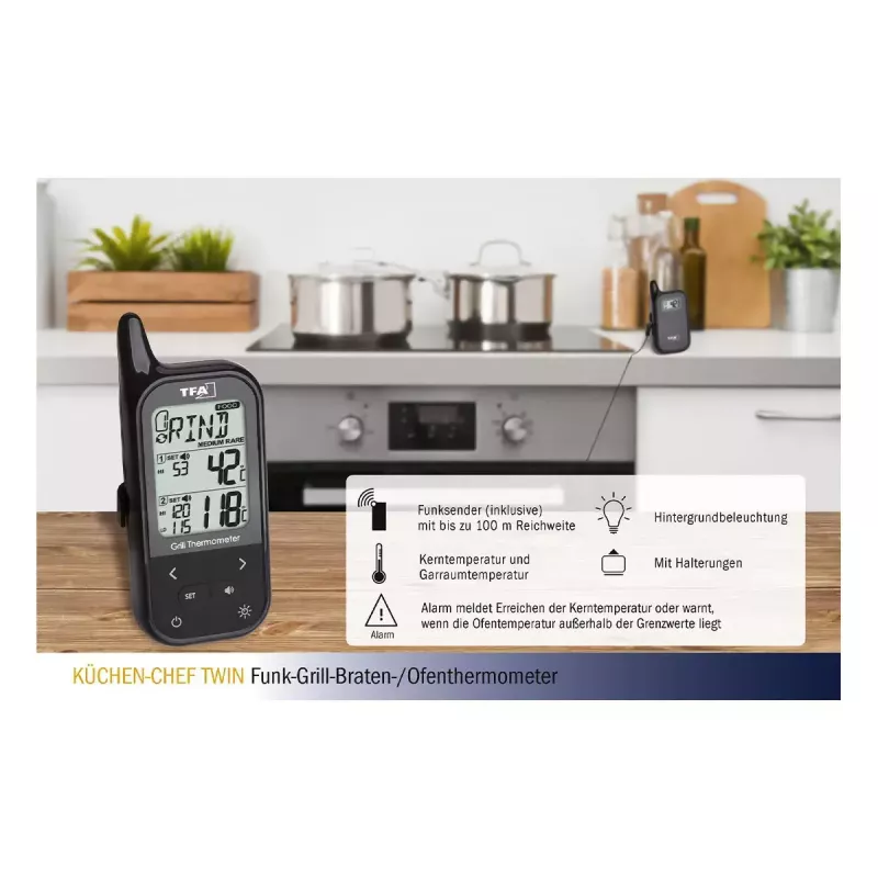 Termómetro alimentario TFA-Dostmann KÜCHEN-CHEF TWIN 0 - 300 °C digital