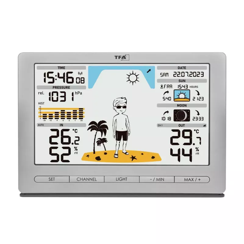 TFA-Dostmann Meteo Jack plata termómetro higrómetro barómetro interior exterior