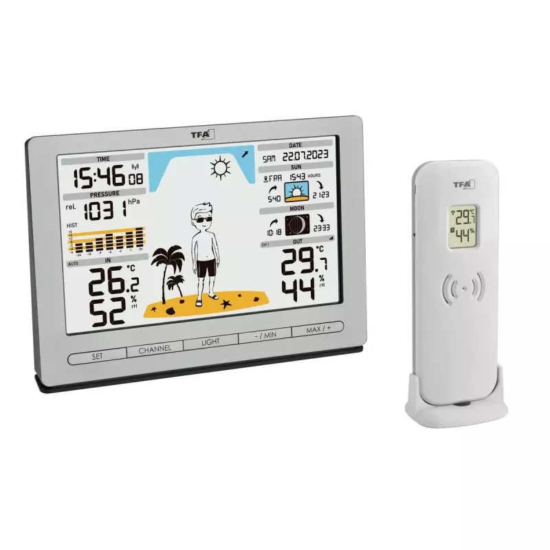 TFA-Dostmann Meteo Jack plata termómetro higrómetro barómetro interior exterior
