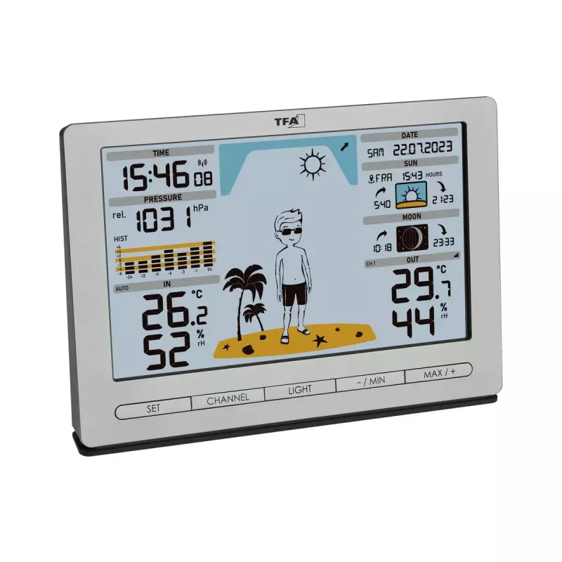 TFA-Dostmann Meteo Jack plata termómetro higrómetro barómetro interior exterior