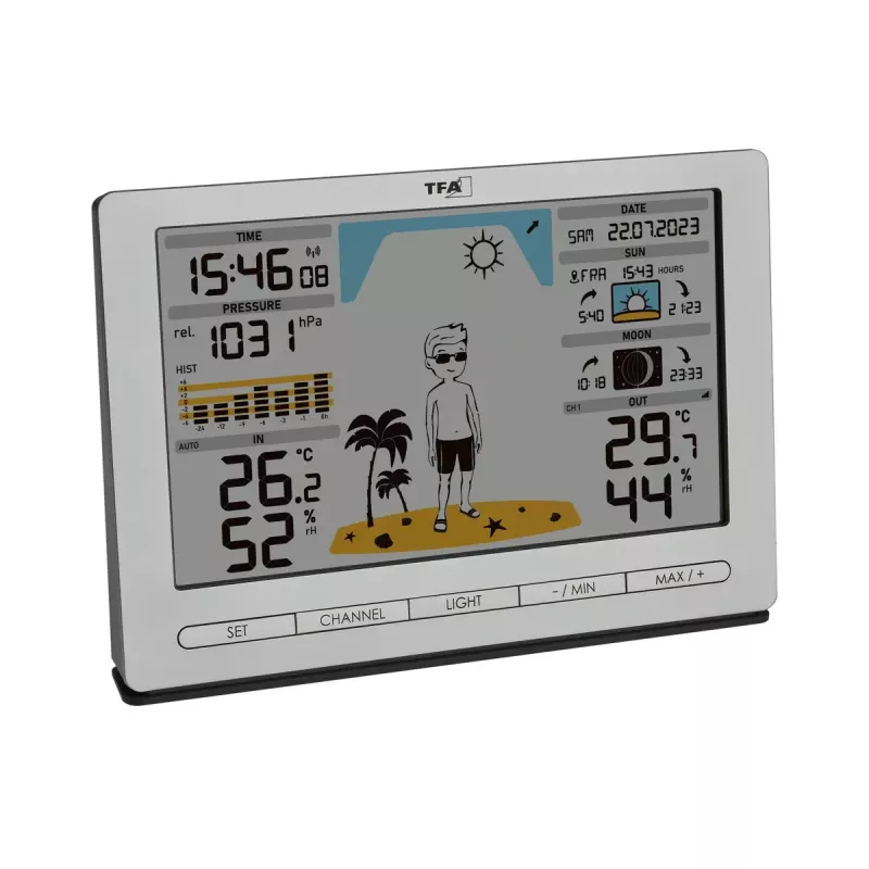 TFA-Dostmann Meteo Jack plata termómetro higrómetro barómetro interior exterior