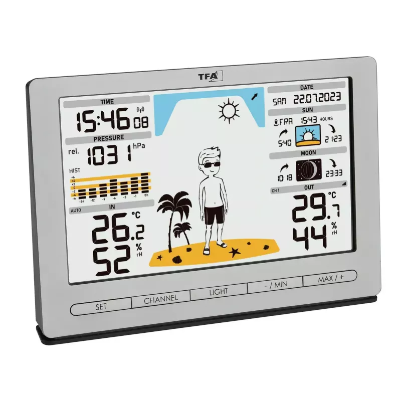 TFA-Dostmann Meteo Jack plata termómetro higrómetro barómetro interior exterior
