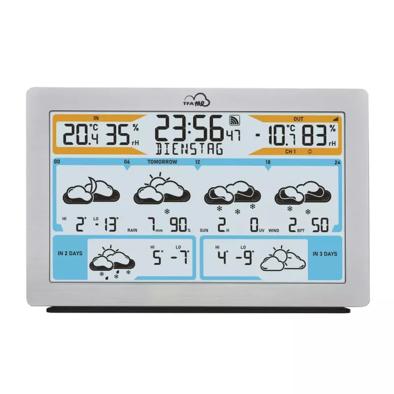 TFA-Dostmann TFA.me Silver LCD a pilas WLAN anemómetro higrómetro termómetro