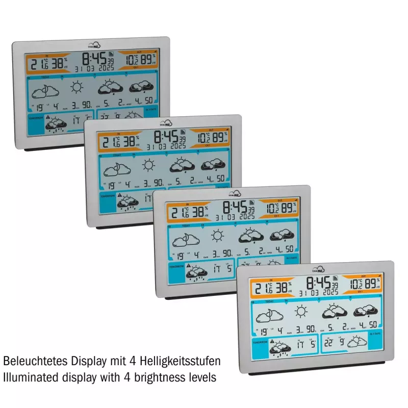 TFA-Dostmann TFA.me Silver LCD a pilas WLAN anemómetro higrómetro termómetro