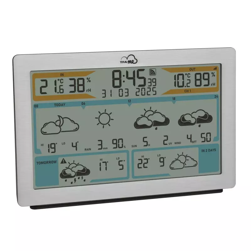 TFA-Dostmann TFA.me Silver LCD a pilas WLAN anemómetro higrómetro termómetro