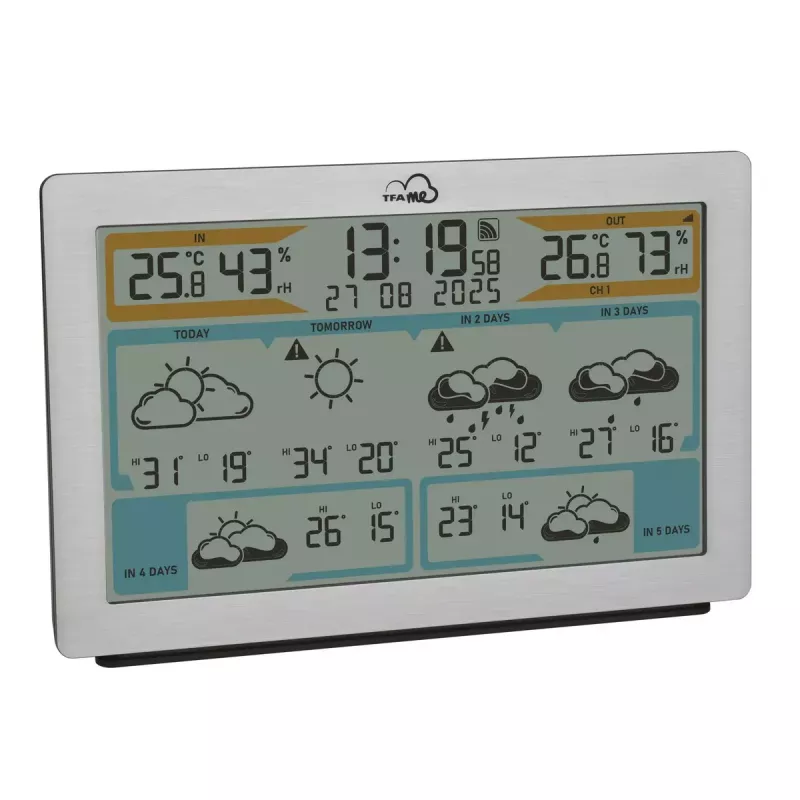 TFA-Dostmann TFA.me Silver LCD a pilas WLAN anemómetro higrómetro termómetro