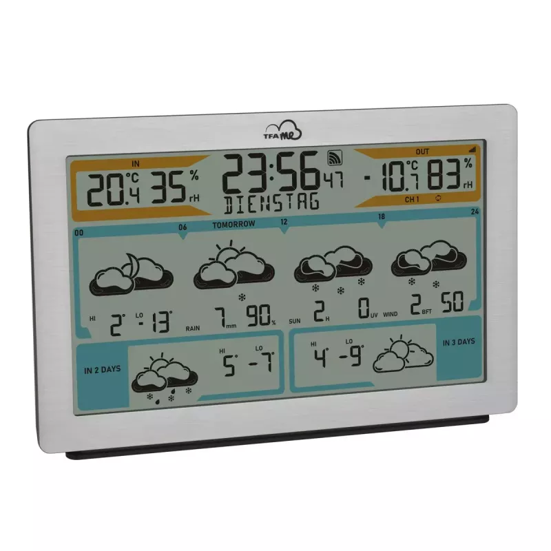 TFA-Dostmann TFA.me Silver LCD a pilas WLAN anemómetro higrómetro termómetro
