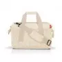 Bolso de mano Reisenthel allrounder M – poliéster mediano 18 L, 400×240 mm, beige con asa marrón