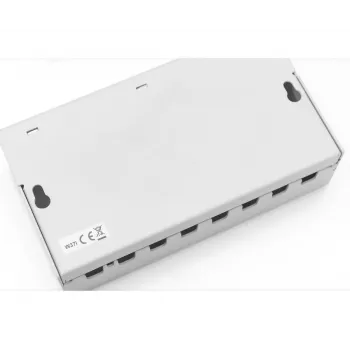 Patch panel DIGITUS de sobremesa modular en blanco, apantallado, 8 puertos, acero, gris, montaje en pared