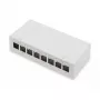 Patch panel DIGITUS de sobremesa modular en blanco, apantallado, 8 puertos, acero, gris, montaje en pared