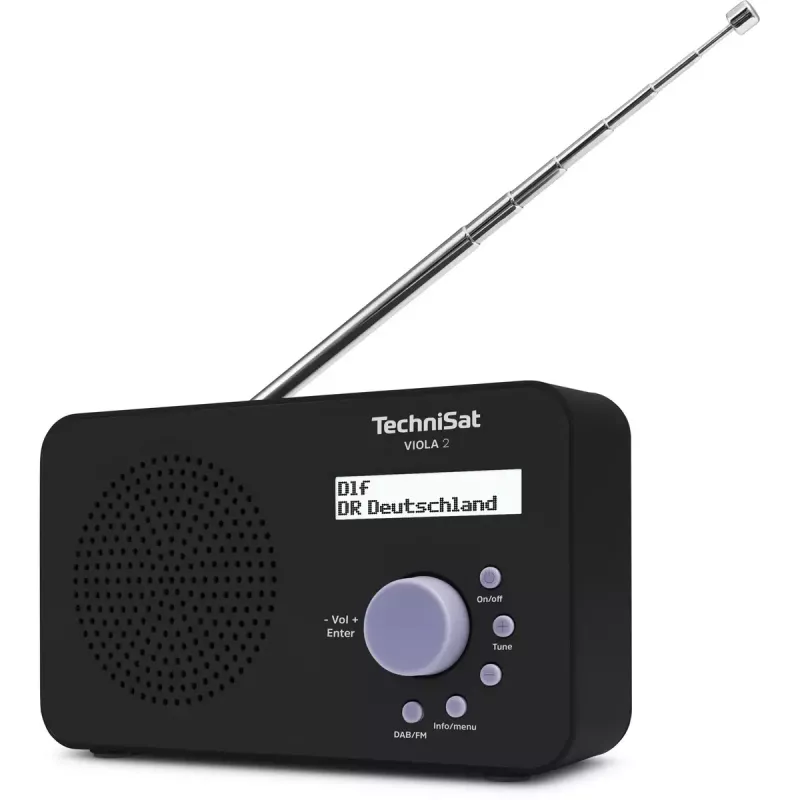 Radio portátil TECHNISAT VIOLA 2 – DAB+ y FM, pantalla LCD, 1 W, jack 3,5 mm, negro