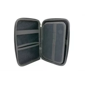 Estuche de maquillaje/manicura TROIKA CBO11/BK negro cuero terciopelo 160x220x50mm