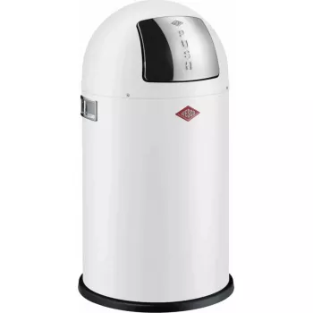 Papelera Wesco Pushboy Jr. 22 l, blanco mate – tapa de presión sin pedal, cubo de cocina compacto