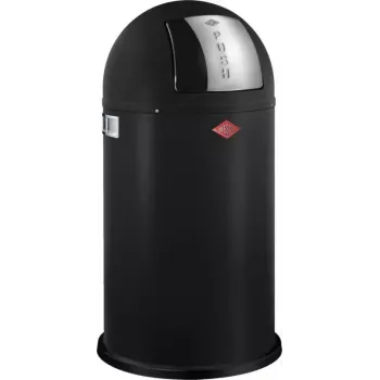 Papelera Wesco Pushboy 50 l, negro mate, tapa de presión sin pedal