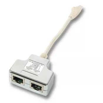 EFB Elektronik K5123.015 Adaptador en T, Cat.5e 10/100BaseT/ISDN, de RJ45 a 2x RJ45, 0,15 m, plateado/blanco