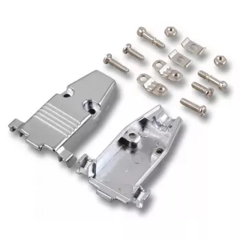 EFB Elektronik E-GP25G Carcasa D-Sub totalmente metálica con alivio de tensión, 25 pines, plateado
