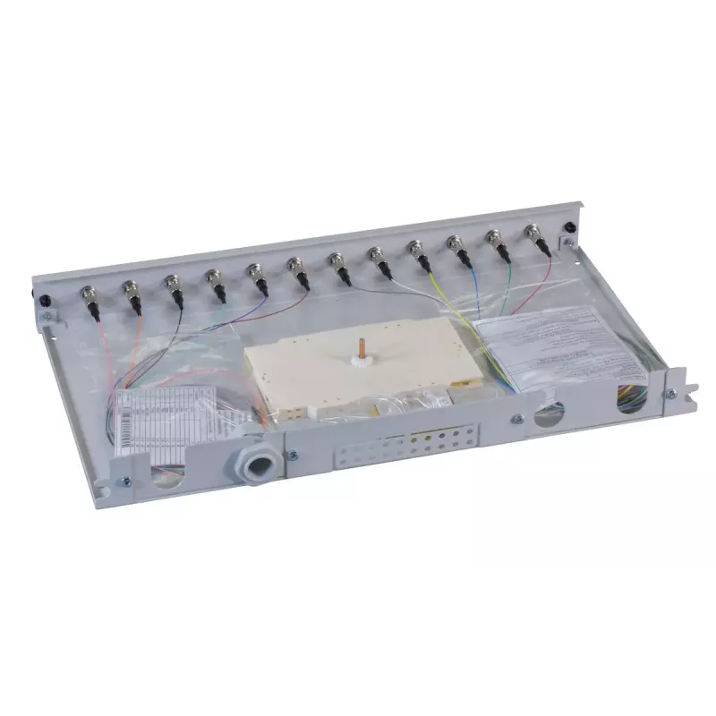 Patch panel 1U EFB Elektronik B71006.12OM4 — conector de fibra óptica ST, metal, 483×44,5×244 mm