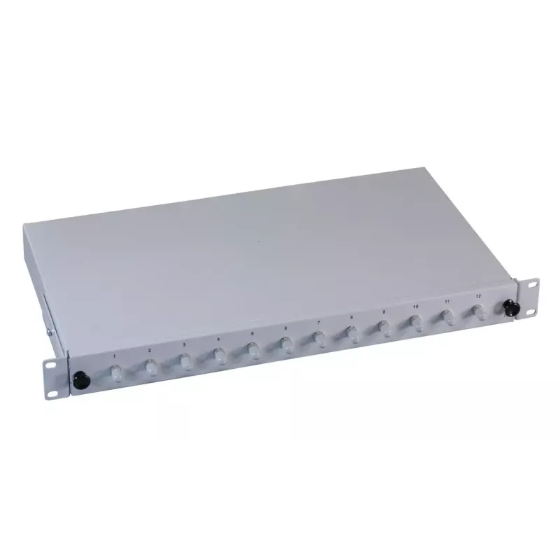 Patch panel 1U EFB Elektronik B71006.12OM4 — conector de fibra óptica ST, metal, 483×44,5×244 mm
