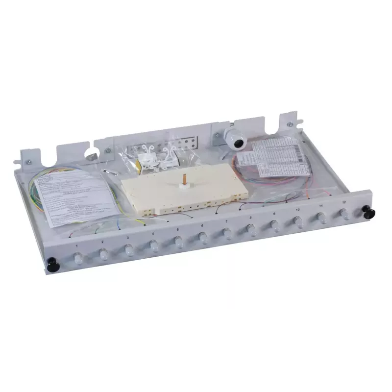 Patch panel 1U EFB Elektronik B71006.12OM4 — conector de fibra óptica ST, metal, 483×44,5×244 mm