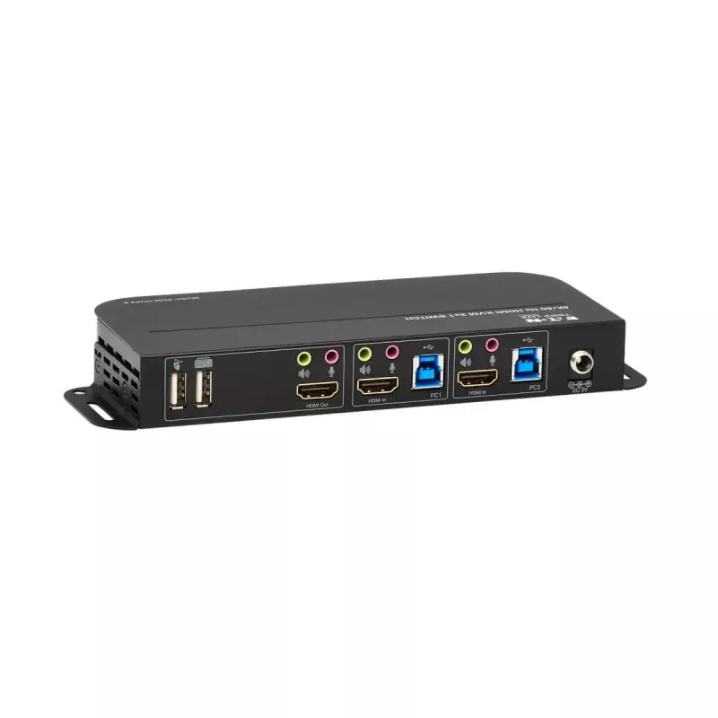 Conmutador KVM 2 puertos HDMI/USB Tripp Lite B005-HUA2-K — 4K 60 Hz, HDR, HDCP 2.2, IR, uso compartido de USB, cable de 1,2 m
