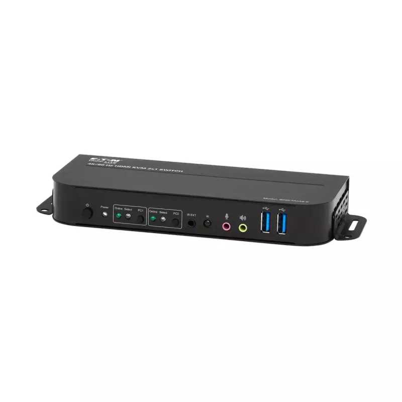 Conmutador KVM 2 puertos HDMI/USB Tripp Lite B005-HUA2-K — 4K 60 Hz, HDR, HDCP 2.2, IR, uso compartido de USB, cable de 1,2 m