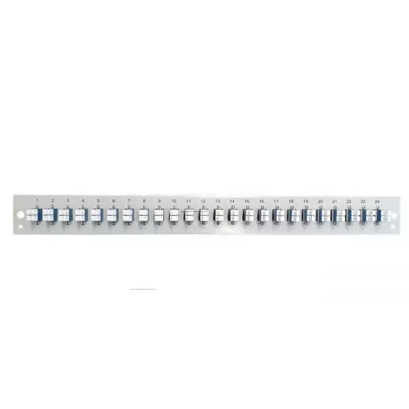 Accesorio para patch panel EFB Elektronik SB-FP-24SC-S-OM4 — montaje en rack 1U, 432×13×43,5 mm, gris