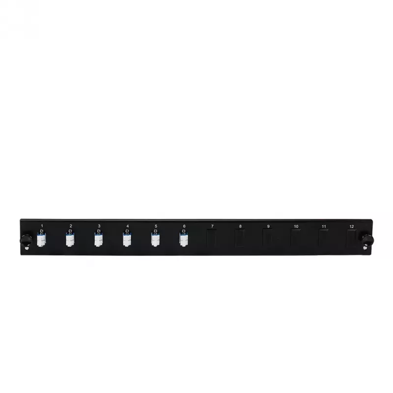 Accesorio para patch panel EFB Elektronik SB-FP-6SC-S-OS2 — montaje en rack 1U, 432×13×43,5 mm, gris