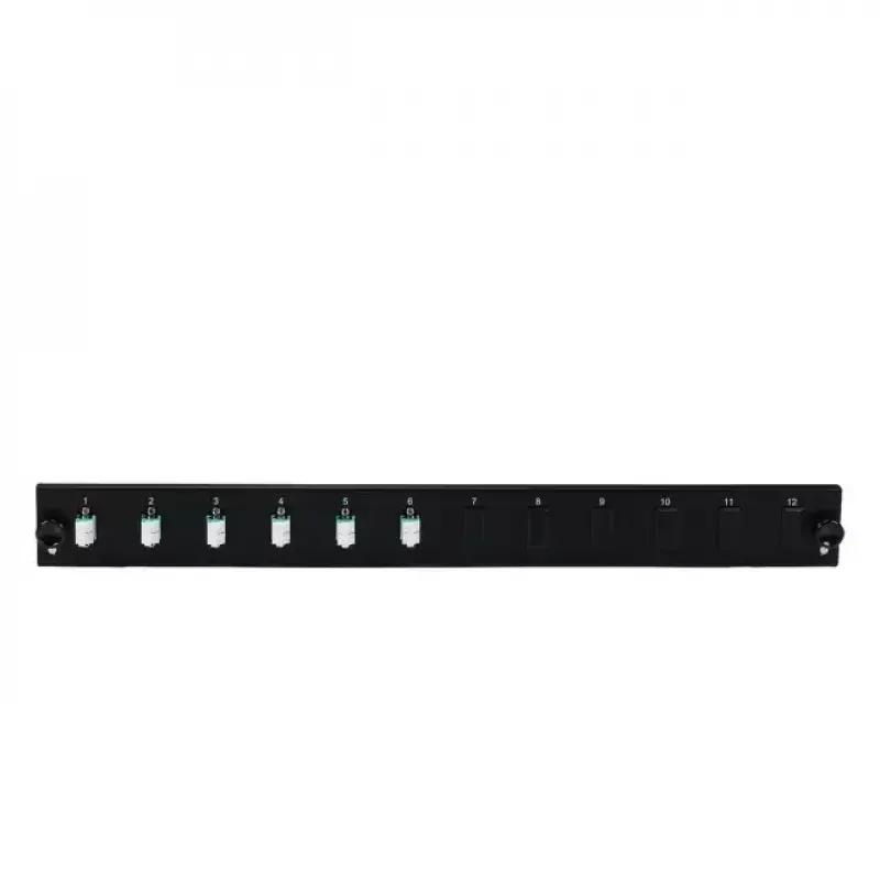 EFB Elektronik SB-FP-S-6SC-S-OM4 Panel frontal de 12 puertos con 6 acopladores LC dúplex OM4, negro, 1U