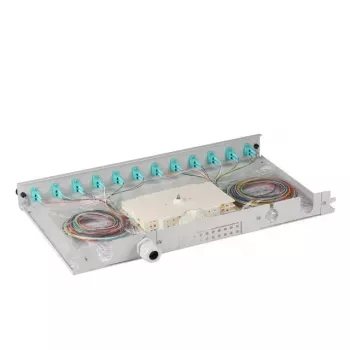 EFB Elektronik B71901L12OM3 Caja de empalme de fibra, LC 50/125 µm OM3, 12 pigtails/6 acopladores, 19 pulgadas, extraíble