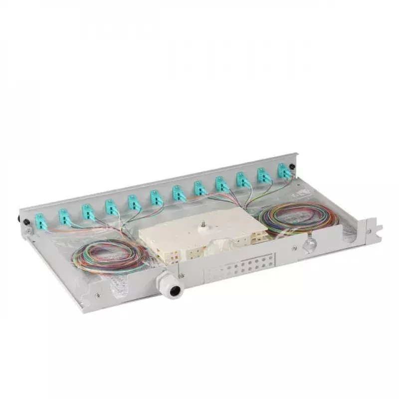 EFB Elektronik B71901L12OM3 Caja de empalme de fibra, LC 50/125 µm OM3, 12 pigtails/6 acopladores, 19 pulgadas, extraíble