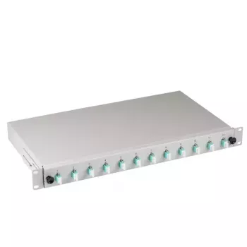 EFB Elektronik B71901L12OM3 Caja de empalme de fibra, LC 50/125 µm OM3, 12 pigtails/6 acopladores, 19 pulgadas, extraíble