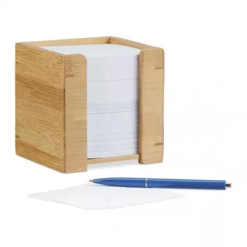 Dispensador de notas Relaxdays bambú, 900 hojas, 105x105x105 mm