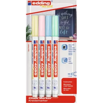 Set de rotuladores Edding 4085/4P rotulador de tiza punta de 1–2 mm, colores pastel, 4 piezas