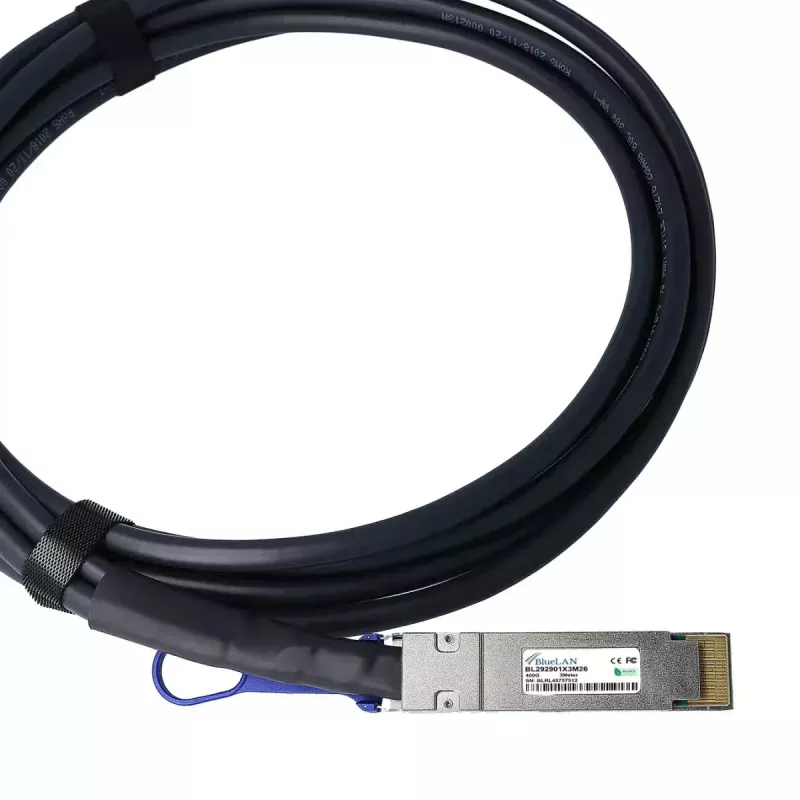 Cable de fibra óptica InfiniBand BlueOptics QDD-400G-DAC-1M-BL 1 m QSFP-DD conector macho/macho