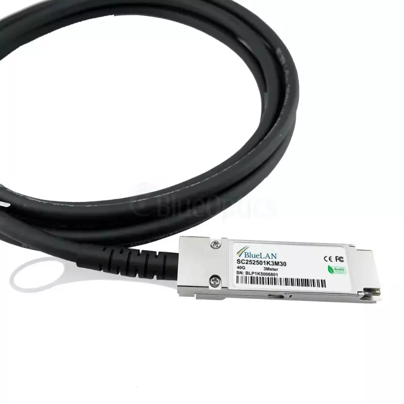 BlueOptics 40G-DACP-QSFP50CM-BL cable de fibra óptica InfiniBand 0,5 m QSFP negro