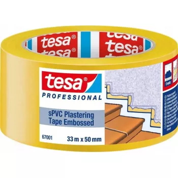 Cinta de enmascarar Tesa 67001 33 m x 50 mm gofrada amarilla