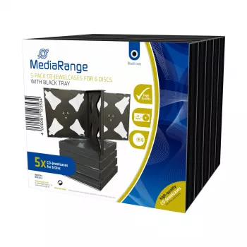 Estuche Jewel Case MediaRange BOX34-6 6 discos Negro