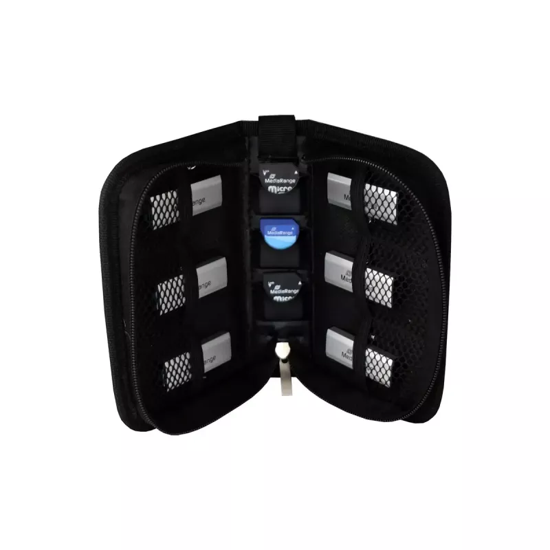Estuche para tarjetas de memoria MediaRange BOX98 para 3 tarjetas Nylon Negro