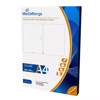 MediaRange MRINK122 Papel para portada e inlay de CD, blanco mate, pack de 50