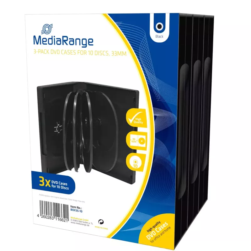 Funda DVD MediaRange BOX35-10 negra para 10 discos