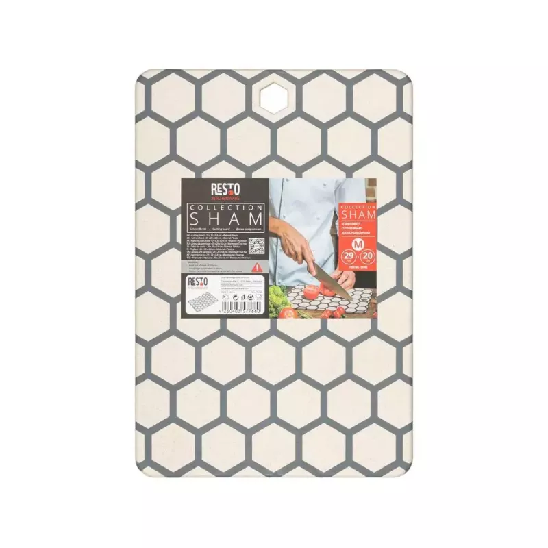 Resto Kitchenware 95402 Tabla de cortar rectangular de plástico gris blanco
